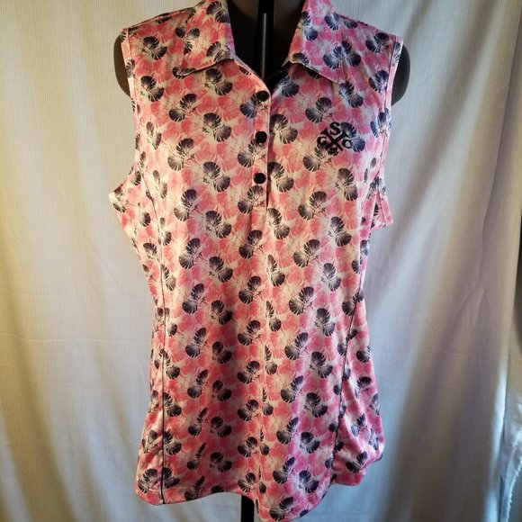 Golf Unlimited Tops - Gu Golfing Unlimited Women's Size L Sleeveless Top  Pink,  SGC Logo